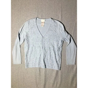 Womens Designer Originals Cardigan Size Medium Acrylic Abstract Grandma